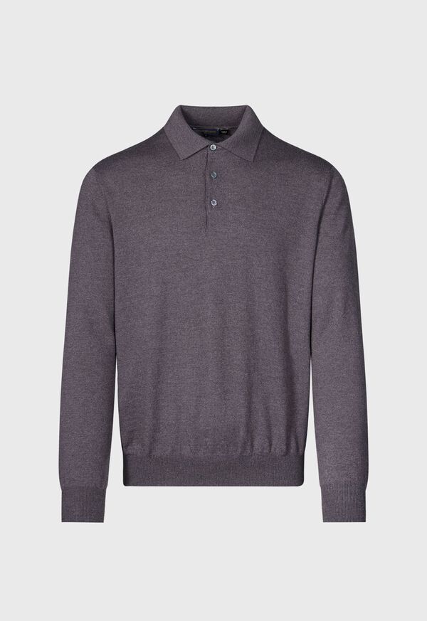 paul stuart Long Sleeve Merino Wool Polo Shirt