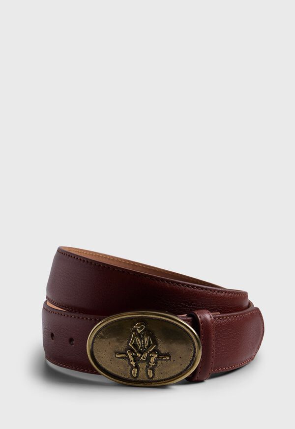Paul Stuart Man On The Fence Brass Buckle Belt