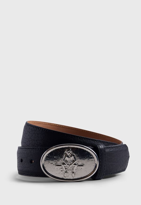paul stuart Man on the Fence Gunmetal Buckle Belt