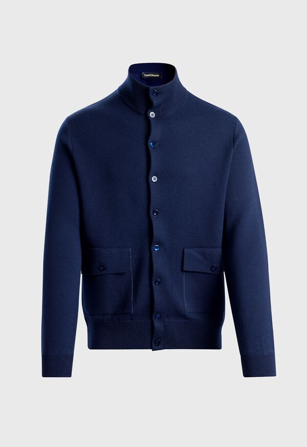 paul stuart Merino Wool Blouson Cardigan