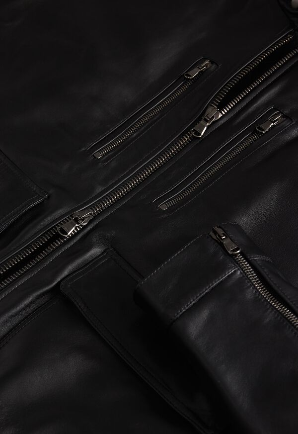 Paul Stuart Modern Leather Bomber Jacket