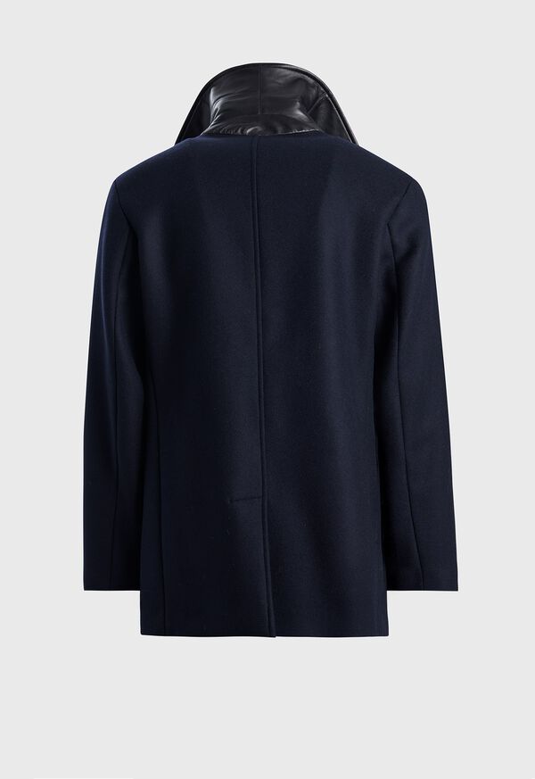 Paul Stuart Modern Peacoat With Leather Detail