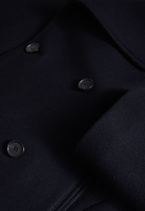 Paul Stuart Modern Peacoat With Leather Detail