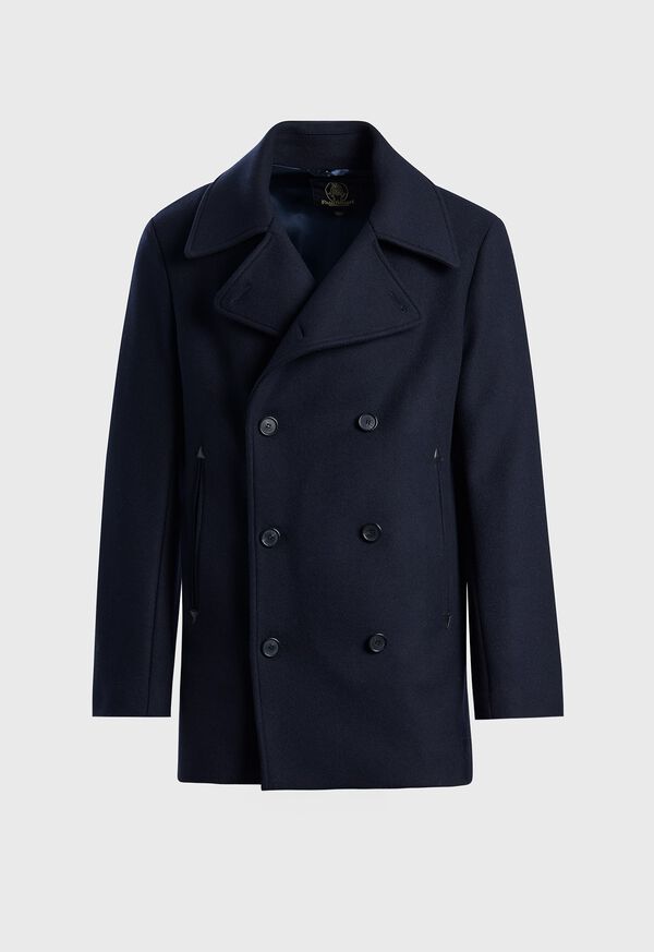 paul stuart Modern Peacoat with Leather Detail