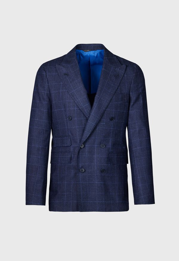 Paul Stuart Navy Plaid Double Breasted Suit
