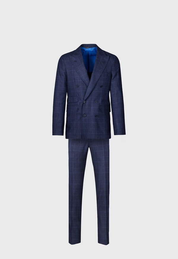 paul stuart Navy Plaid Double Breasted Suit