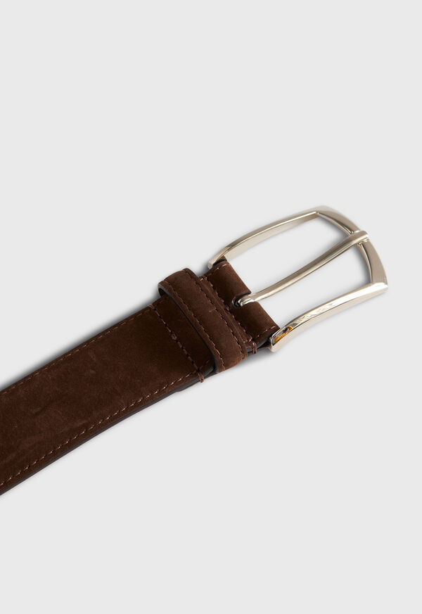 Paul Stuart Nubuk Suede Belt With Gold Buckle