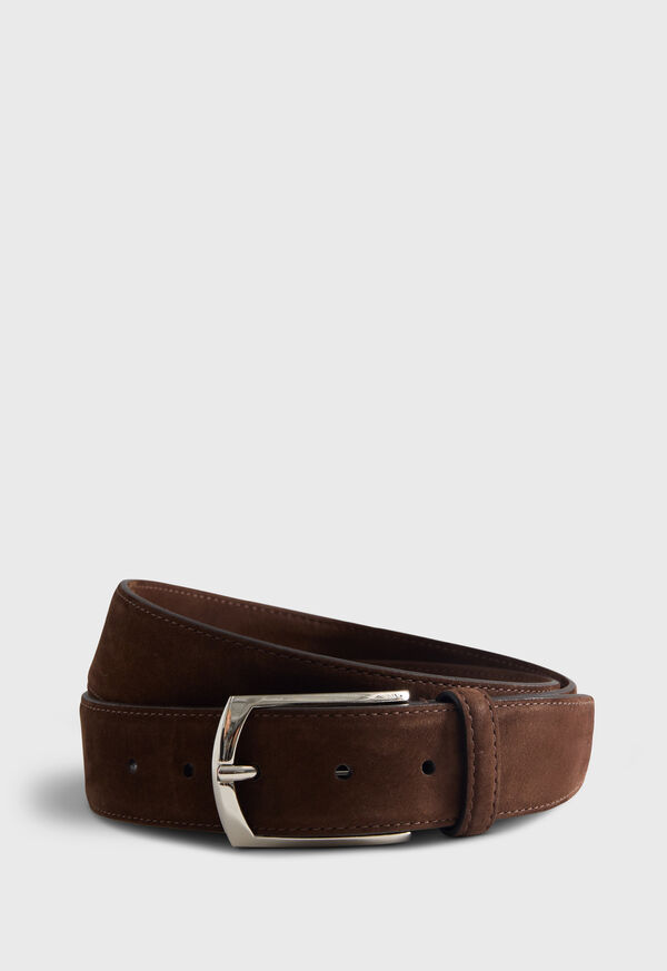 paul stuart Nubuk Suede Belt with Gold Buckle
