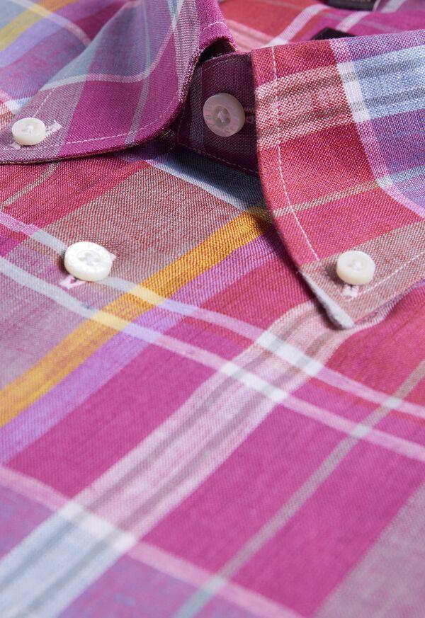 Paul Stuart Oversized Plaid Linen Sport Shirt