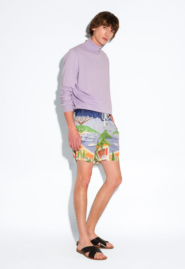 Paul Stuart Palm Tree And Lake Scene Swim Trunk