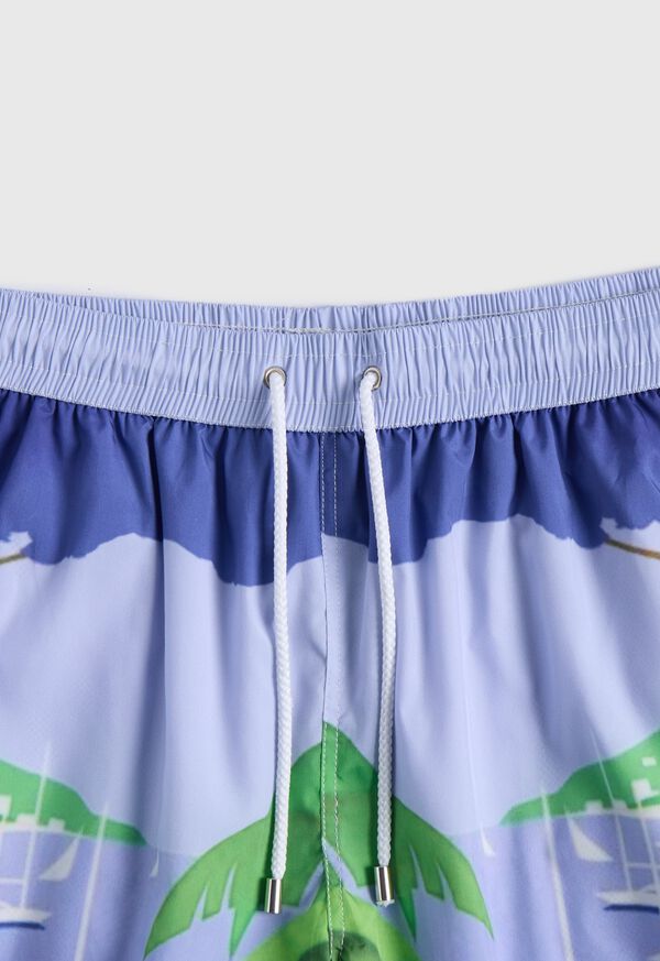 Paul Stuart Palm Tree And Lake Scene Swim Trunk