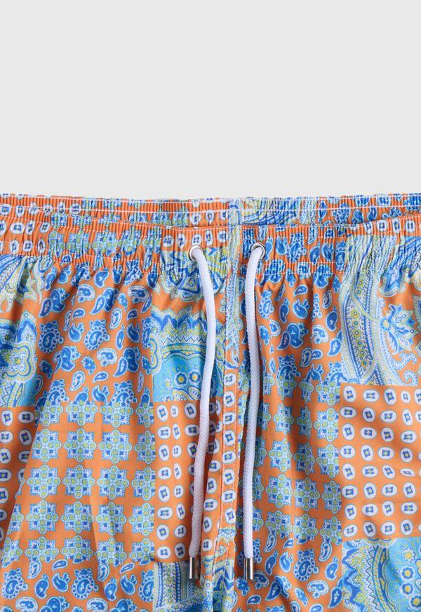 Paul Stuart Patchwork Print Swim Trunk