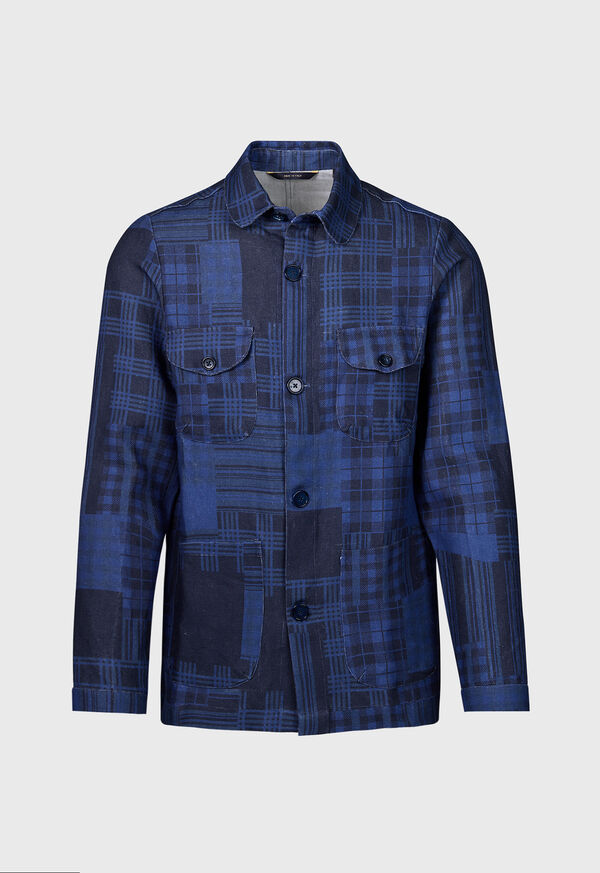 paul stuart Patchwork Printed Linen Shirt Jacket