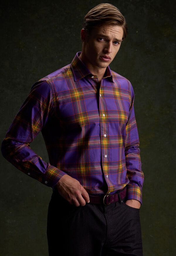 Paul Stuart Plaid Print Sport Shirt