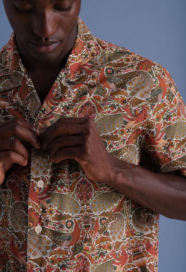 Paul Stuart Printed Cotton Camp Collar Shirt