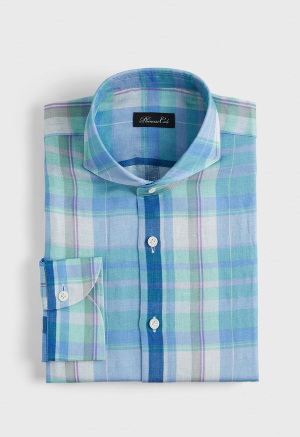 paul stuart Printed Linen Plaid Sport Shirt