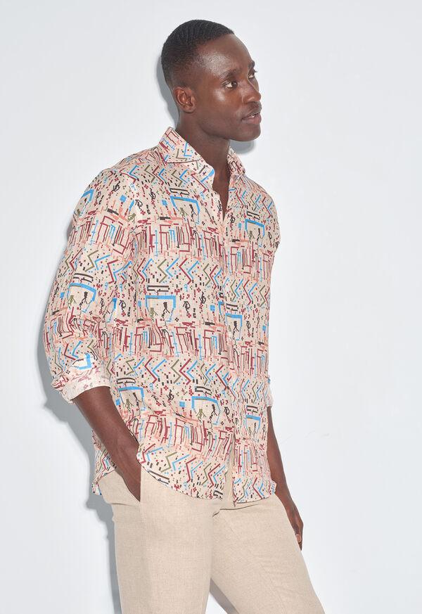 Paul Stuart Printed Linen Sport Shirt