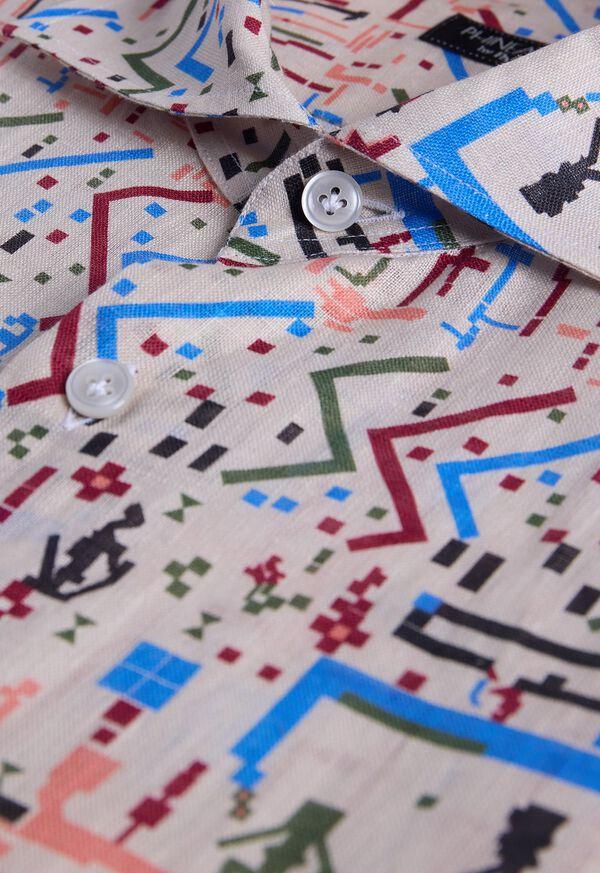 Paul Stuart Printed Linen Sport Shirt