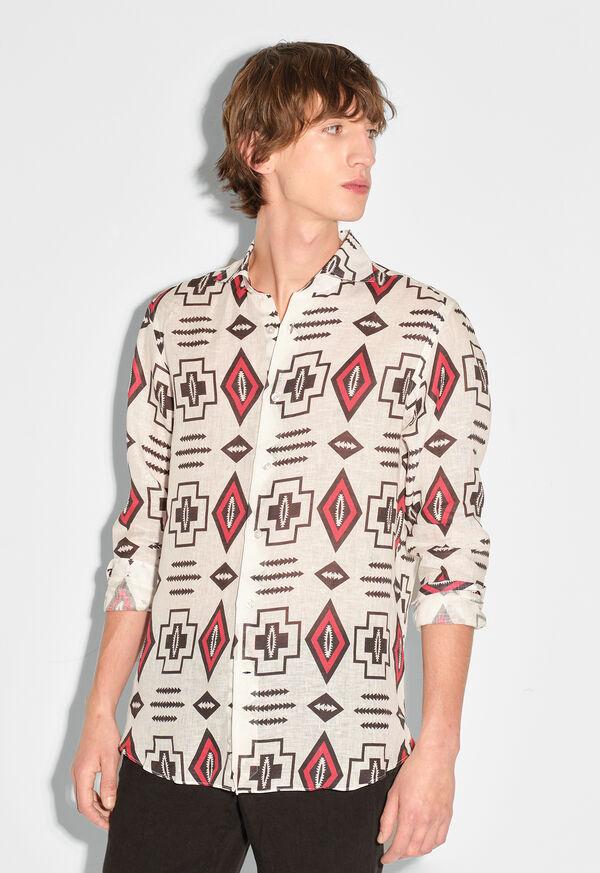 Paul Stuart Printed Linen Sport Shirt