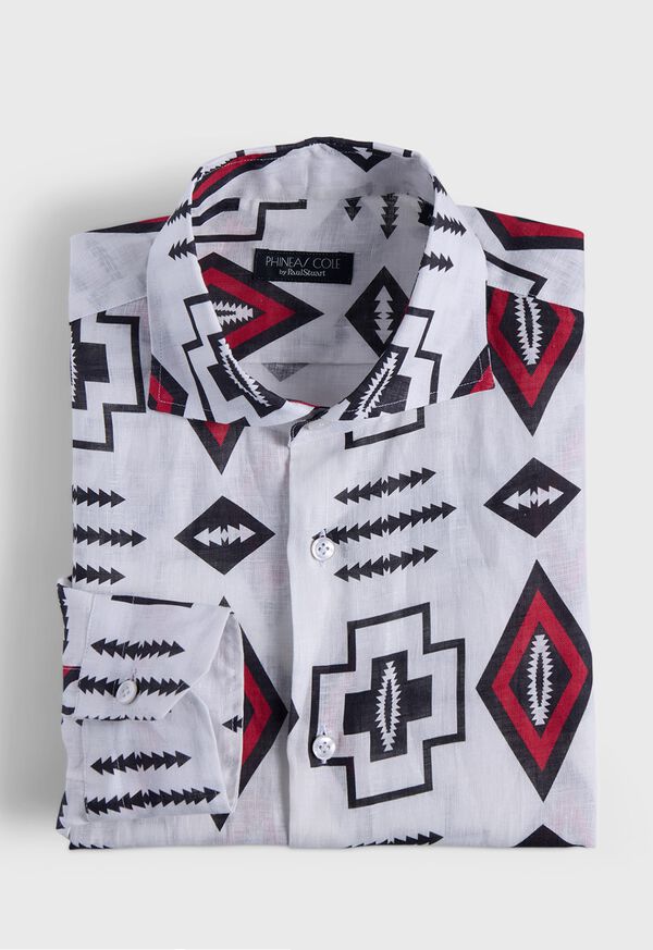 paul stuart Printed Linen Sport Shirt