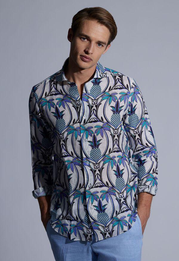 Paul Stuart Printed Linen Sport Shirt