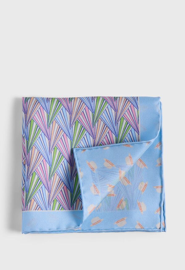 paul stuart Printed Silk Basketweave Pocket Square
