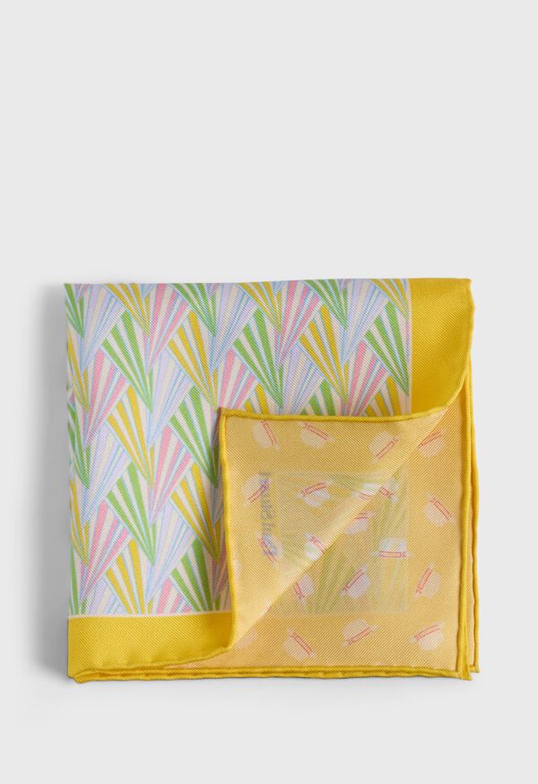 paul stuart Printed Silk Basketweave Pocket Square