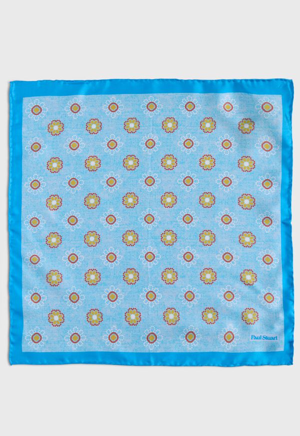 Paul Stuart Printed Silk Medallion Pocket Square