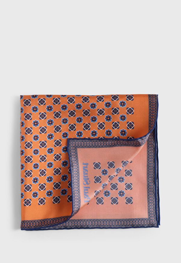 paul stuart Printed Silk Medallion Pocket Square
