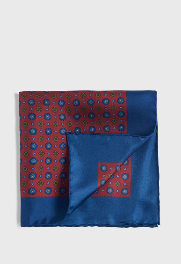 Paul Stuart Printed Silk Medallion Pocket Square