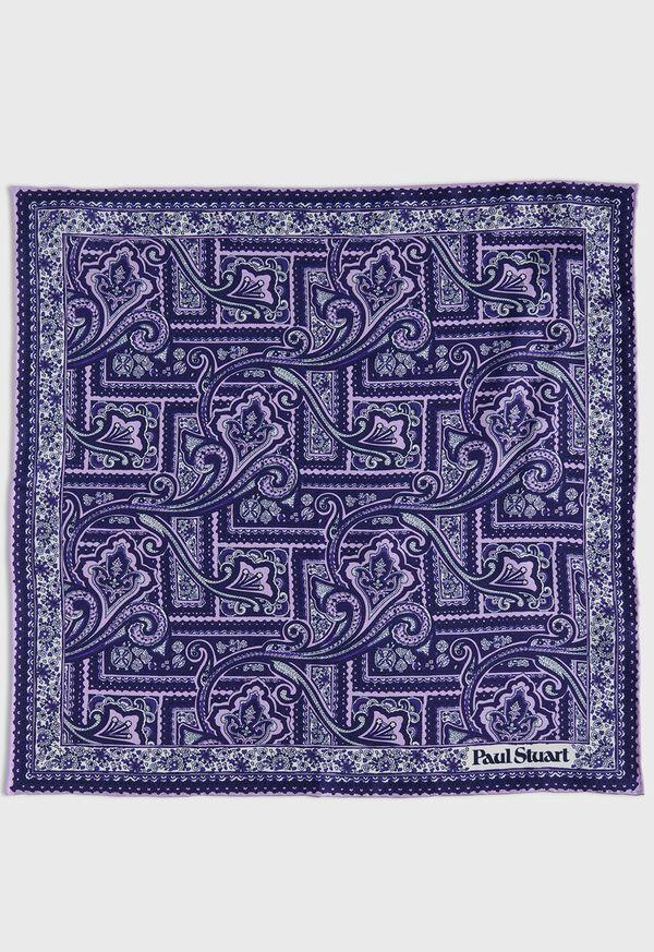Paul Stuart Printed Silk Paisley Pocket Square