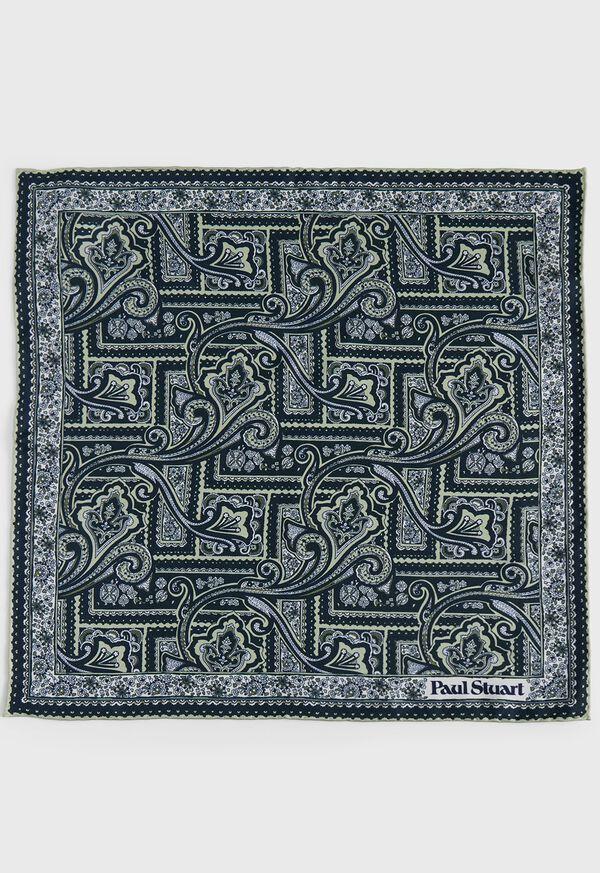 Paul Stuart Printed Silk Paisley Pocket Square