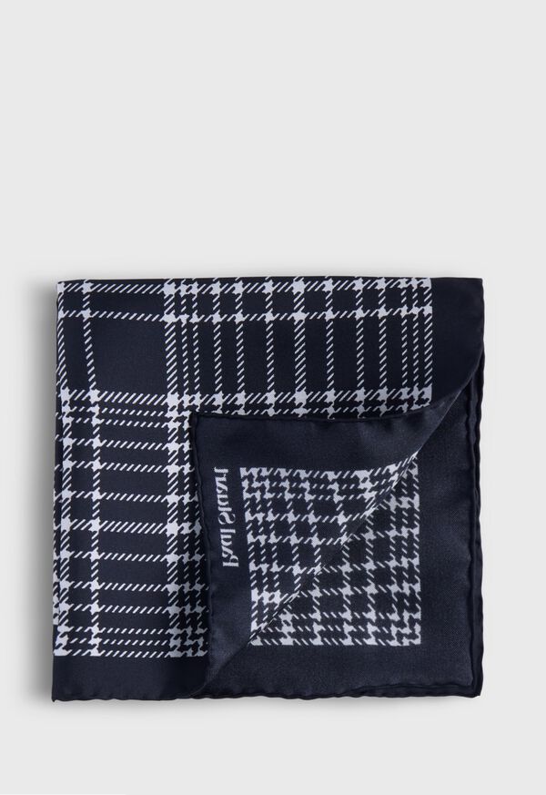 paul stuart Printed Silk Plaid Pocket Square