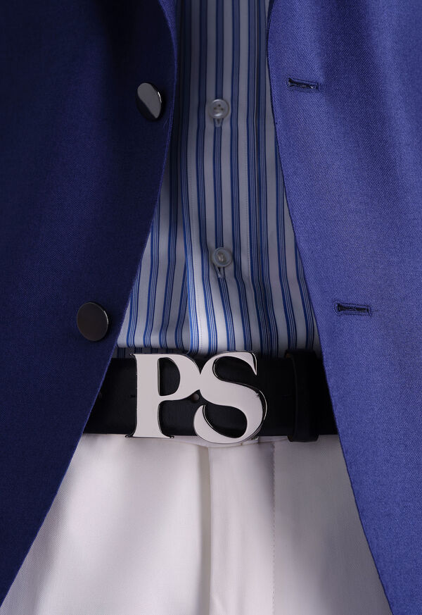 paul stuart PS Nickel Logo Leather Belt