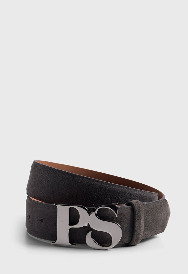 paul stuart PS Nickel Logo Suede Belt
