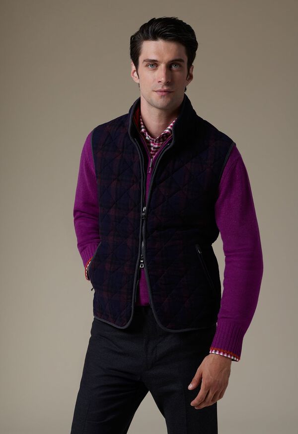 Paul Stuart Quilted Wool Plaid Vest