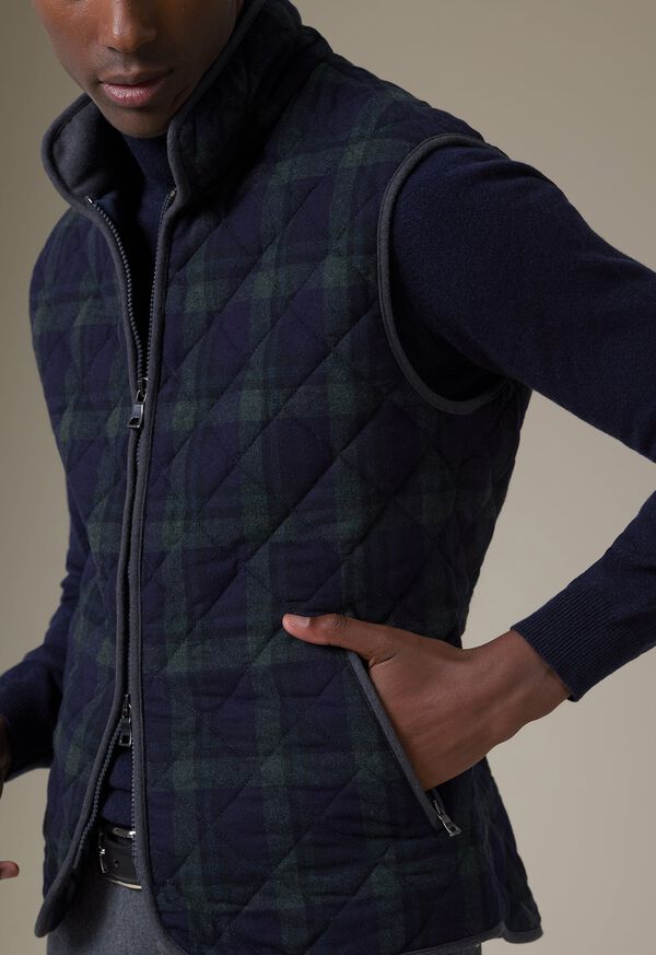 Paul Stuart Quilted Wool Plaid Vest