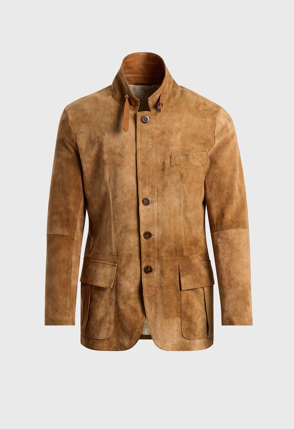 Paul Stuart Raw Edge Distressed Suede Jacket