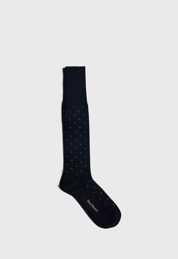 paul stuart Ribbed Cotton Dot Dress Sock