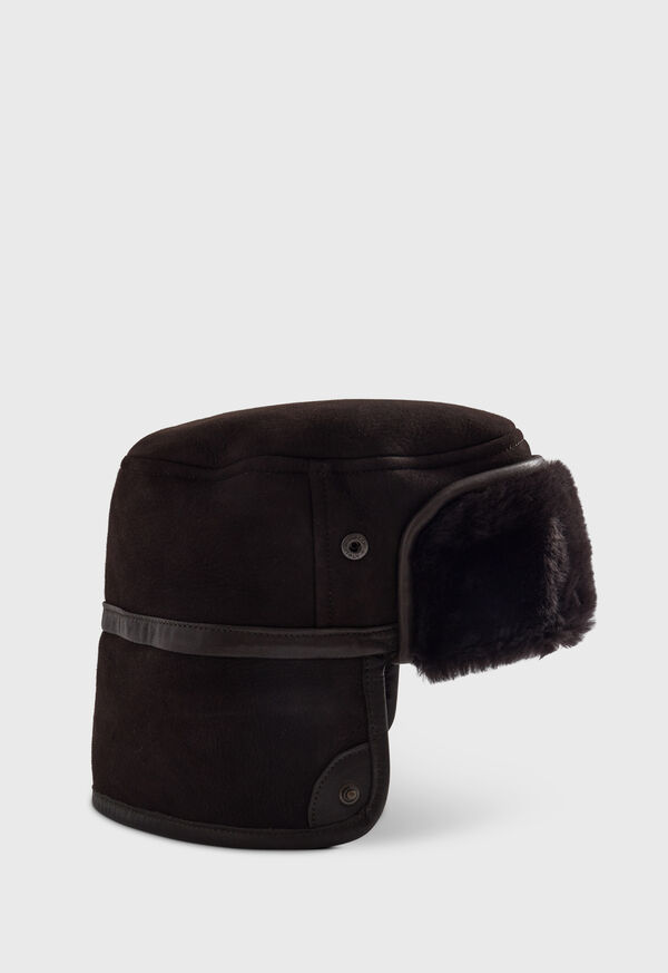 Paul Stuart Round Shearling Hat With Snaps