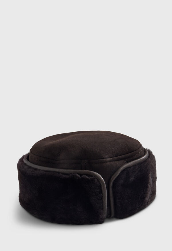 paul stuart Round Shearling Hat with Snaps