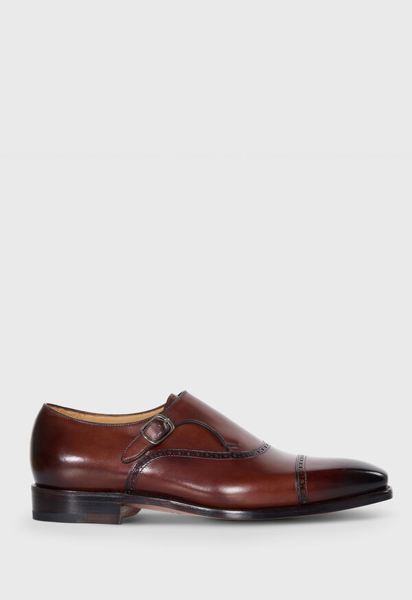 paul stuart Sean Leather Cap Toe Monk Strap