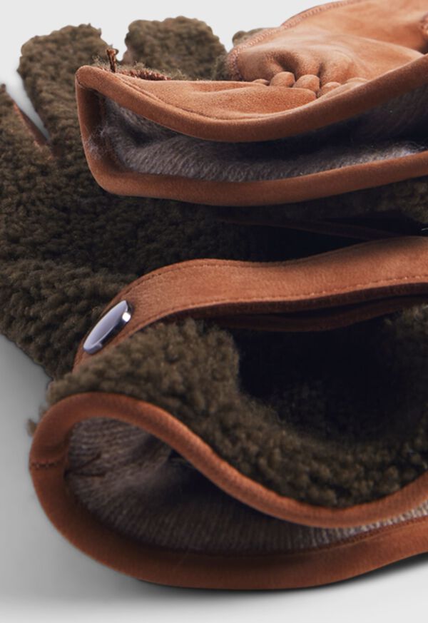 Paul Stuart Shearling And Leather Gloves