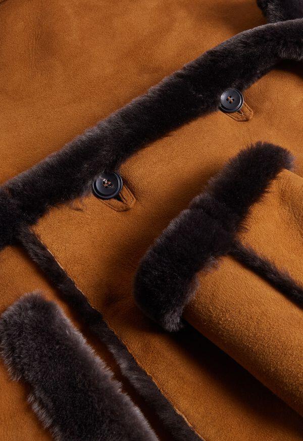 Paul Stuart Shearling Coat With Trim