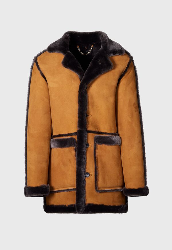 paul stuart Shearling Coat with Trim
