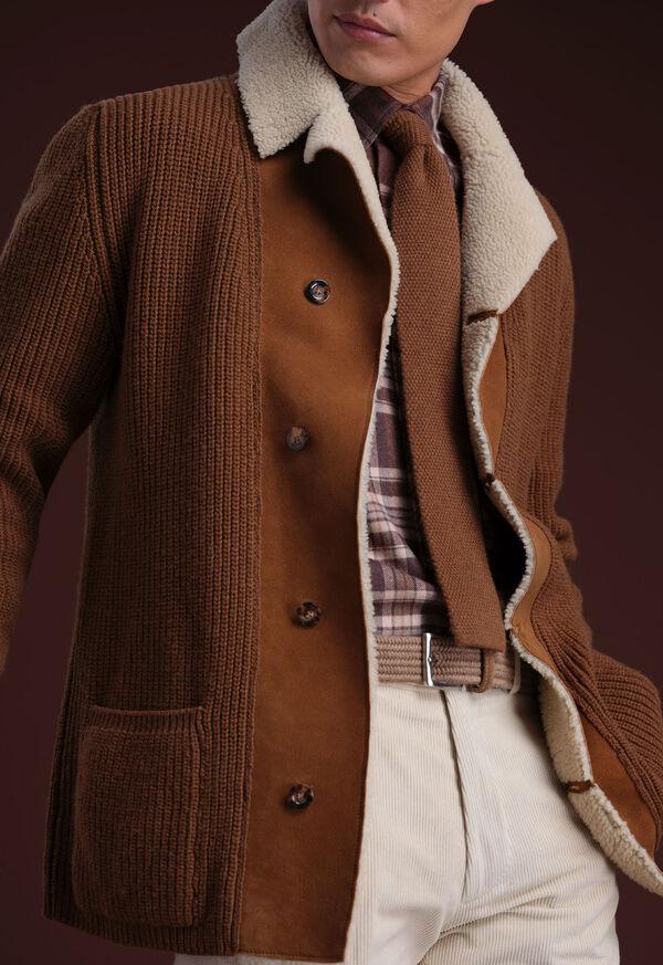 Paul Stuart Shearling Trim Cardigan