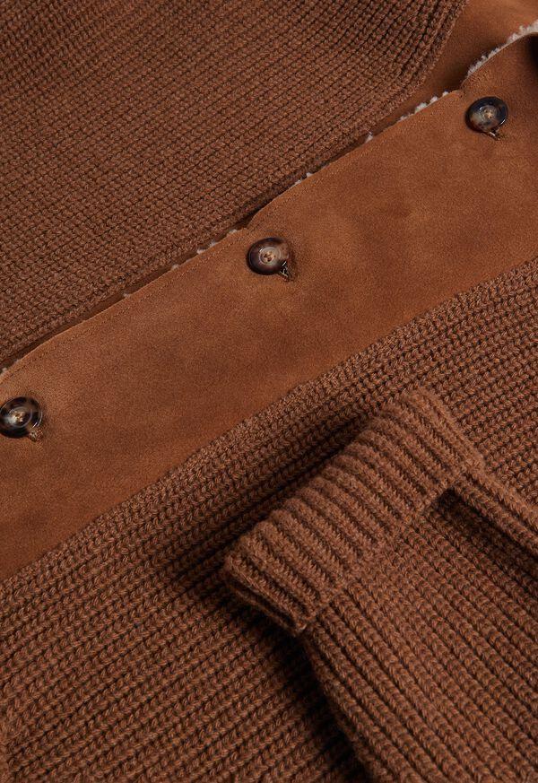 Paul Stuart Shearling Trim Cardigan