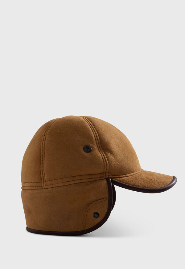 Paul Stuart Sheepskin Hat With Leather Trim