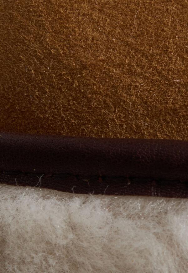 Paul Stuart Sheepskin Hat With Leather Trim