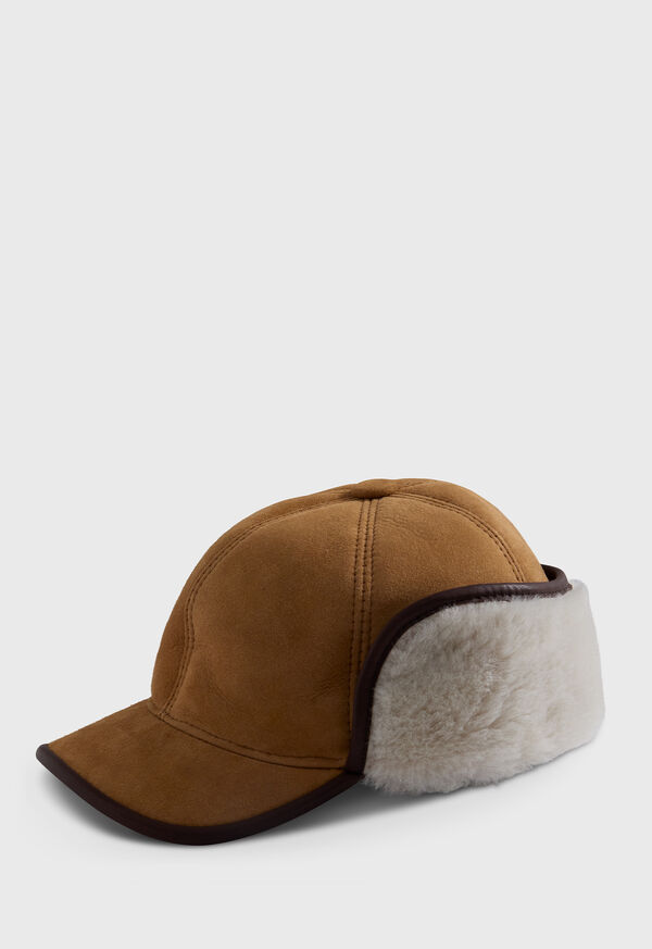 paul stuart Sheepskin Hat with Leather Trim